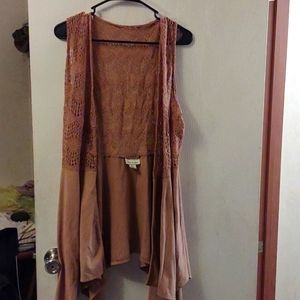 Shrug vest suede and lace plus size